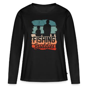 Amis de la pêche Ami de la pêche Ami de la pêche - T-shirt manches longues Premium bio Femme - noir - Devant - Julia (174cm)