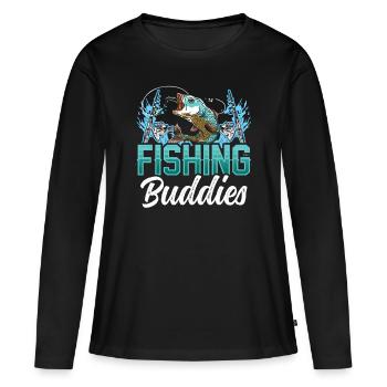 Amis pêcheurs Ami pêcheur Ami pêcheur - T-shirt manches longues Premium bio Femme - noir - Devant - Julia (174cm)