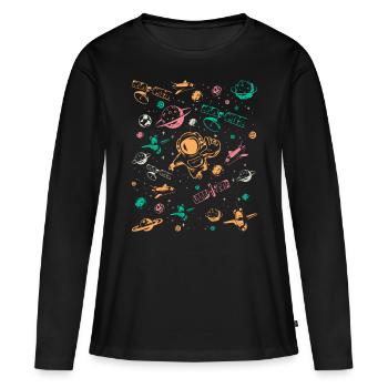 Space Travel Spaceship Aerospace Equipment Space A - Frauen Premium Bio Langarmshirt - Schwarz - Vorne - Julia (174cm)