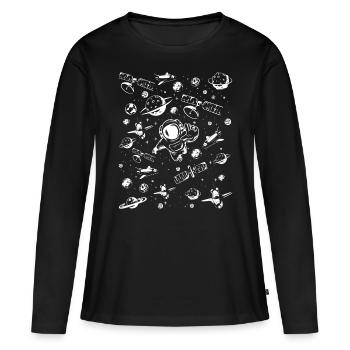 Équipement de voyage spatial Vaisseau spatial Espace A - T-shirt manches longues Premium bio Femme - noir - Devant - Julia (174cm)