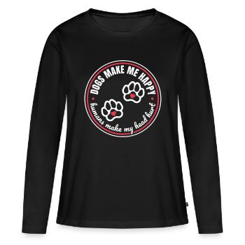 Les chiens me rendent heureux Les humains me font mal à la tête cadeau - T-shirt manches longues Premium bio Femme - noir - Devant - Julia (174cm)