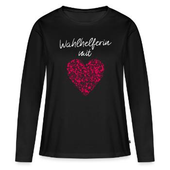 Wahlhelferin mit Herz Bundestagswahl Stimmzettel - Frauen Premium Bio Langarmshirt - Schwarz - Vorne - Julia (174cm)