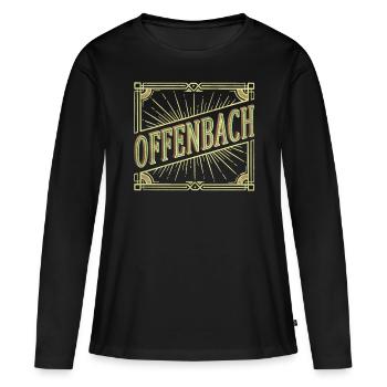 Offenbach Deutschland Stadt Schrift Vintage Retro - Frauen Premium Bio Langarmshirt - Schwarz - Vorne - Julia (174cm)