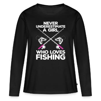 Pêche cool pour les femmes filles pêcheur poisson leurre s - T-shirt manches longues Premium bio Femme - noir - Devant - Julia (174cm)