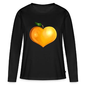 Orange In Heart Shape - Vegetarian - Go Vegan - Frauen Premium Bio Langarmshirt - Schwarz - Vorne - Julia (174cm)