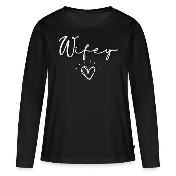 Ehefrau - Frauen Premium Bio Langarmshirt - Schwarz - Vorne - Julia (174cm)