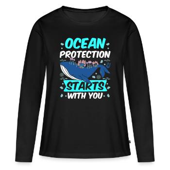 La protection des mers commence avec vous mer mer - T-shirt manches longues Premium bio Femme - noir - Devant - Julia (174cm)