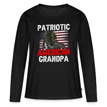 Patriote américain Grand-père US Patriote - T-shirt manches longues Premium bio Femme - noir - Devant - Julia (174cm)