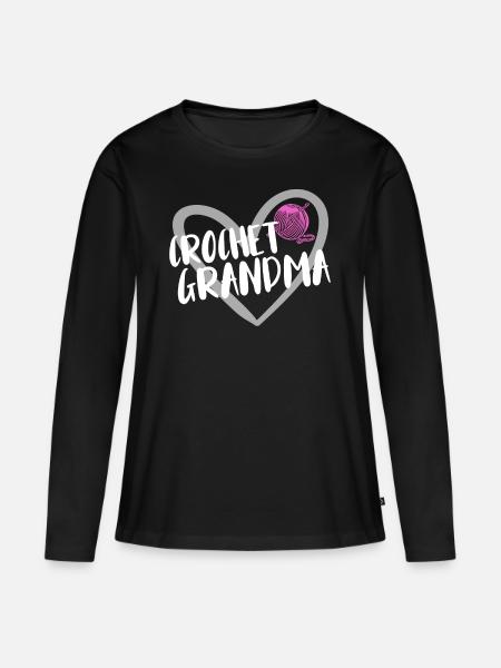 Häkeln - Frauen Premium Bio Langarmshirt - Schwarz