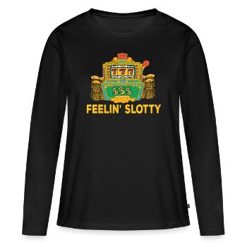 Kasino Glücksspiel Spielautomat Kartenspiel - Frauen Premium Bio Langarmshirt - Schwarz - Vorne - Julia (174cm)
