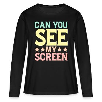 Pouvez-vous voir mon écran 5 - T-shirt manches longues Premium bio Femme - noir - Devant - Julia (174cm)