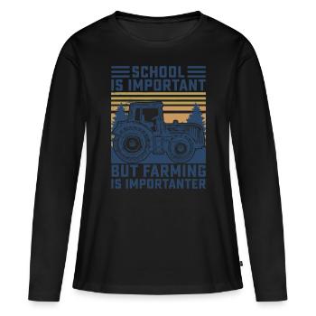 But Farming is Importanter Farmer Tractor Funny Fa - Women's Premium Organic Long Sleeve Shirt - black - Front - Julia (174cm)