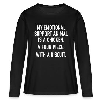 Mon animal de soutien émotionnel est un poulet, drôle, J - T-shirt manches longues Premium bio Femme - noir - Devant - Julia (174cm)