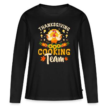 Lustiger Thanksgiving-Truthahn Thanksgiving-Kochtee - Frauen Premium Bio Langarmshirt - Schwarz - Vorne - Julia (174cm)
