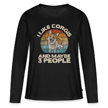 T-shirt Corgi, T-shirt amoureux des chiens, Chemise Corgi drôle, Co - T-shirt manches longues Premium bio Femme - noir - Devant - Julia (174cm)
