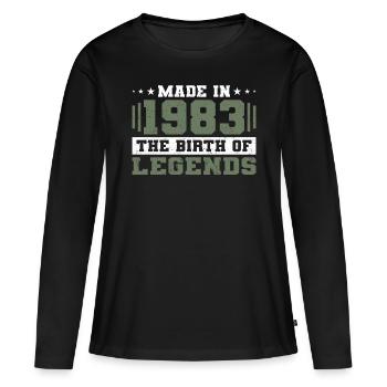 40e anniversaire Made in 1983 La naissance des légendes - T-shirt manches longues Premium bio Femme - noir - Devant - Julia (174cm)