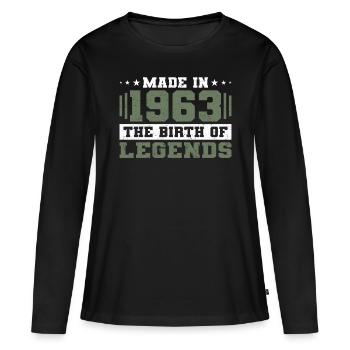 60e anniversaire Made in 1963 La naissance des légendes - T-shirt manches longues Premium bio Femme - noir - Devant - Julia (174cm)