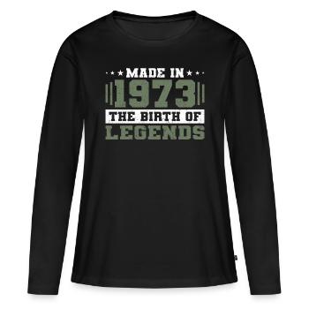 50e anniversaire Made in 1973 La naissance des légendes - T-shirt manches longues Premium bio Femme - noir - Devant - Julia (174cm)