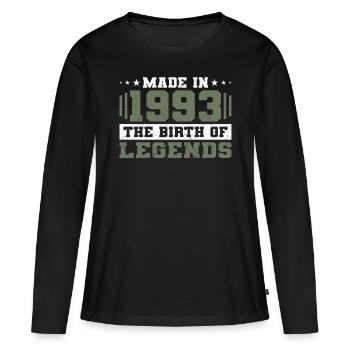 30e anniversaire Made in 1993 La naissance des légendes - T-shirt manches longues Premium bio Femme - noir - Devant - Julia (174cm)