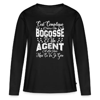 c'est compliqué d'être un Bogosse et un Agent. - T-shirt manches longues Premium bio Femme - noir - Devant - Julia (174cm)