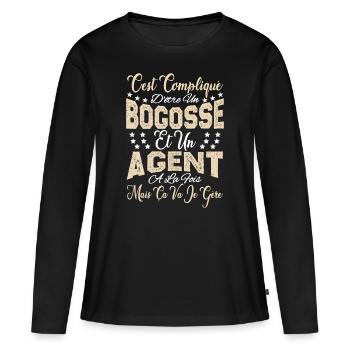 c'est compliqué d'être un Bogosse et un Agent. - T-shirt manches longues Premium bio Femme - noir - Devant - Julia (174cm)