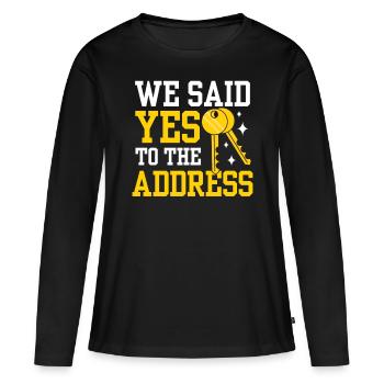 Nous avons dit oui à l’adresse - T-shirt manches longues Premium bio Femme - noir - Devant - Julia (174cm)