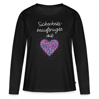 Sicherheitsbeauftragte mit Herz Brandschutz - Frauen Premium Bio Langarmshirt - Schwarz - Vorne - Julia (174cm)