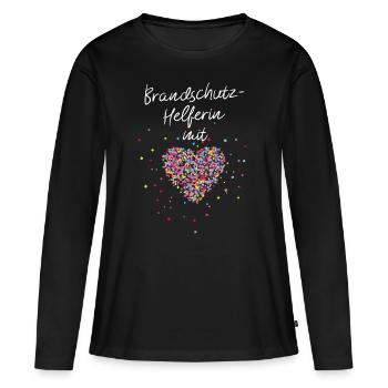 Brandschutzhelferin mit Herz Brandschutz Arbeit - Frauen Premium Bio Langarmshirt - Schwarz - Vorne - Julia (174cm)