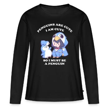 Joli costume de pingouin - T-shirt manches longues Premium bio Femme - noir - Devant - Julia (174cm)