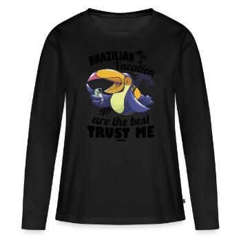 Brésil - T-shirt manches longues Premium bio Femme - noir - Devant - Julia (174cm)