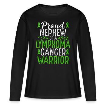 Mouvement de sensibilisation au cancer du lymphome Nephew Ribbon - T-shirt manches longues Premium bio Femme - noir - Devant - Julia (174cm)