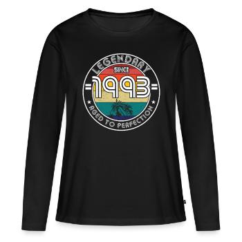 30. Geburtstag Jahrgang 1993 Legendary Since 1993 - Frauen Premium Bio Langarmshirt - Schwarz - Vorne - Julia (174cm)