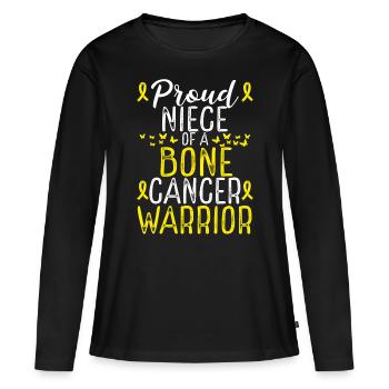 Bone Cancer Awareness Movement for Niece Ribbon - Women's Premium Organic Long Sleeve Shirt - black - Front - Julia (174cm)