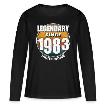 40e anniversaire né en 1983 Légendaire depuis 1983 - T-shirt manches longues Premium bio Femme - noir - Devant - Julia (174cm)