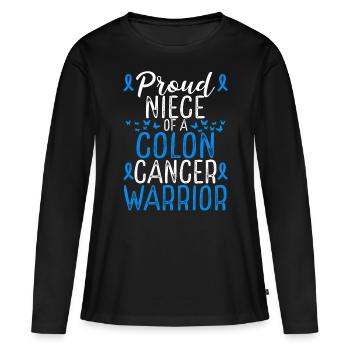 Colon Cancer Awareness Movement for Niece Ribbon - Frauen Premium Bio Langarmshirt - Schwarz - Vorne - Julia (174cm)