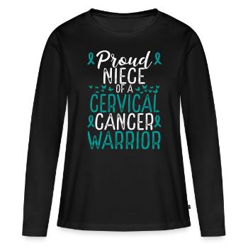 Cervical Cancer Awareness Movement Niece Ribbon - Women's Premium Organic Long Sleeve Shirt - black - Front - Julia (174cm)