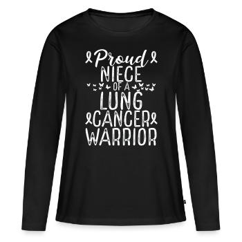 Lung Cancer Awareness Movement for Niece Ribbon - Frauen Premium Bio Langarmshirt - Schwarz - Vorne - Julia (174cm)