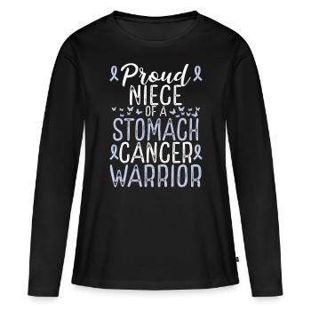 Stomach Cancer Awareness Movement for Niece Ribbon - Frauen Premium Bio Langarmshirt - Schwarz - Vorne - Julia (174cm)
