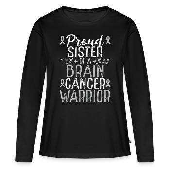 Brain Tumor Awareness Glioblastoma Sister Ribbon - Frauen Premium Bio Langarmshirt - Schwarz - Vorne - Julia (174cm)