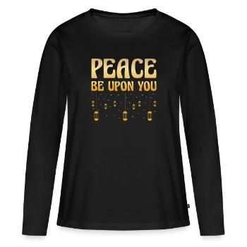 La paix soit avec vous Ramadan Islam islamique - T-shirt manches longues Premium bio Femme - noir - Devant - Julia (174cm)