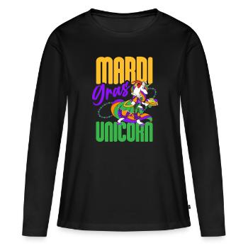 Carnaval-licorne-amoureux-manigance-mascarade - T-shirt manches longues Premium bio Femme - noir - Devant - Julia (174cm)