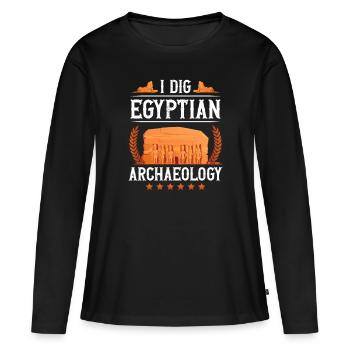Je creuse l’histoire de l’archéologie égyptienne de - T-shirt manches longues Premium bio Femme - noir - Devant - Julia (174cm)