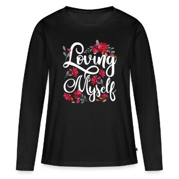 Je m’aime moi-même amour-amour de soi doux - T-shirt manches longues Premium bio Femme - noir - Devant - Julia (174cm)