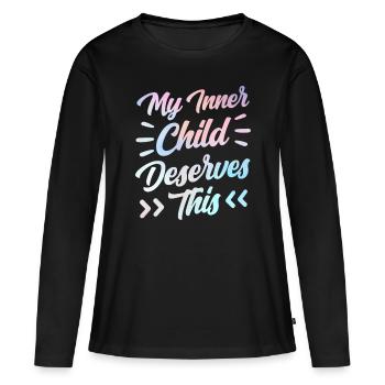 Mon enfant intérieur mérite le doux amour de soi - T-shirt manches longues Premium bio Femme - noir - Devant - Julia (174cm)