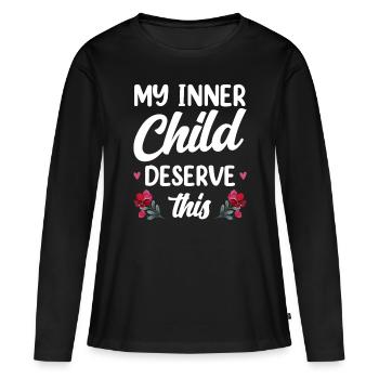 Mon enfant intérieur mérite le doux amour de soi - T-shirt manches longues Premium bio Femme - noir - Devant - Julia (174cm)