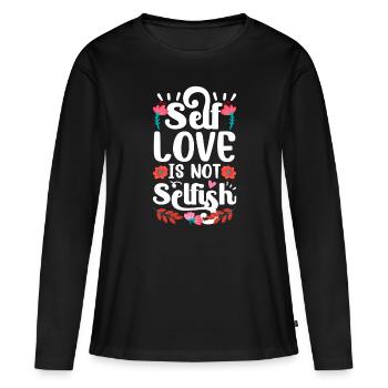 L’amour de soi n’est pas égoïste L’amour égoïste - T-shirt manches longues Premium bio Femme - noir - Devant - Julia (174cm)