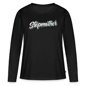 Belle-mère Mère d’accueil Mère d’accueil Belle-mère - T-shirt manches longues Premium bio Femme - noir - Devant - Julia (174cm)