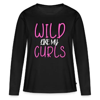 Sauvage comme mes boucles mignonnes drôles - T-shirt manches longues Premium bio Femme - noir - Devant - Julia (174cm)