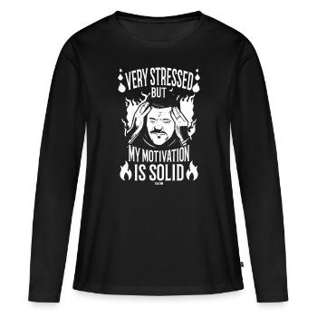 Motivation - T-shirt manches longues Premium bio Femme - noir - Devant - Julia (174cm)