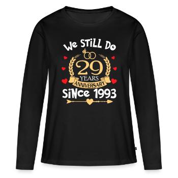 29e anniversaire de mariage Nous faisons toujours 29 ans depuis - T-shirt manches longues Premium bio Femme - noir - Devant - Julia (174cm)